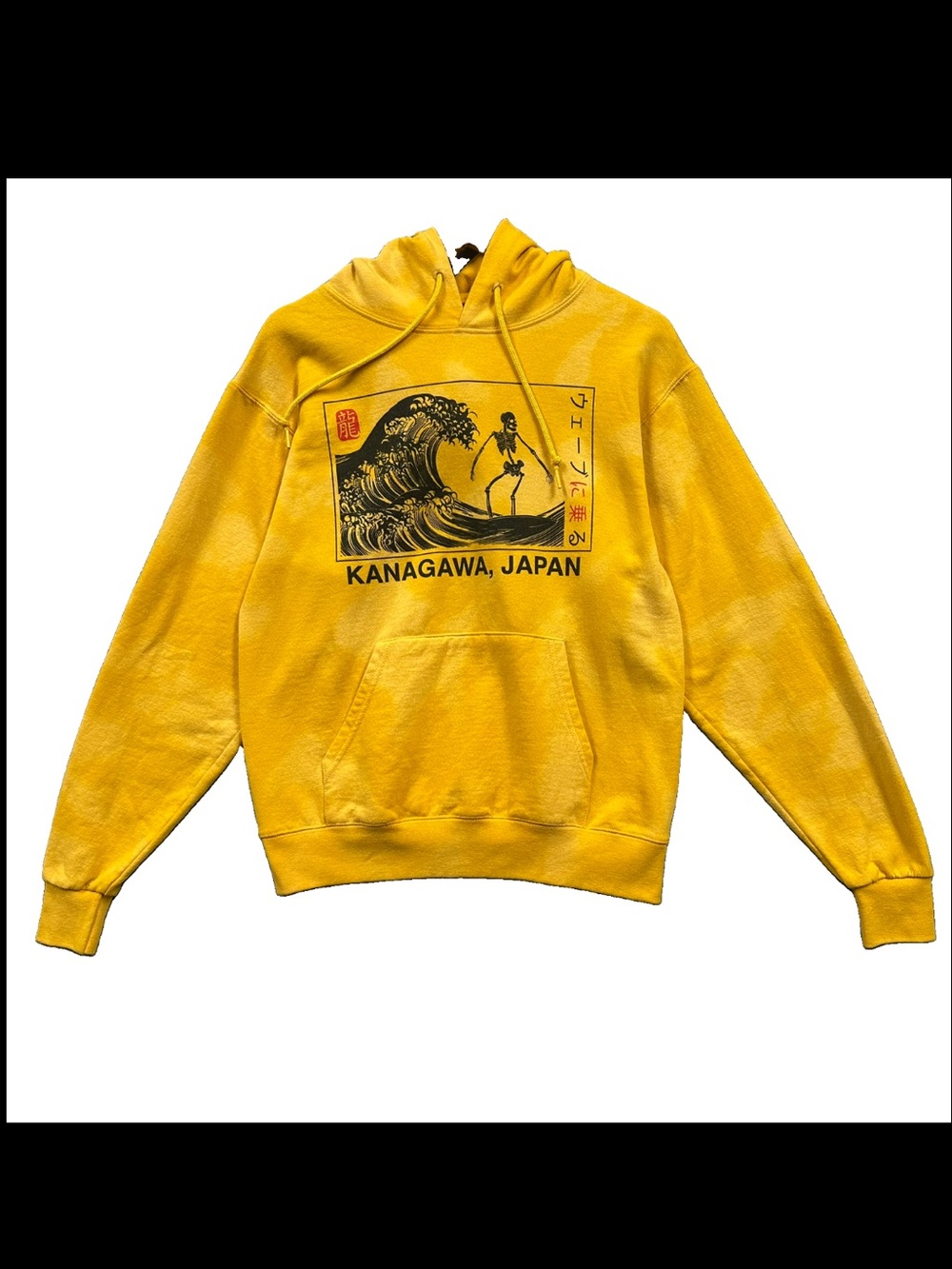 Artist Union Kanagawa Japan Pullover Hoodie Skeleton Surf Great Wave Y2K Sz Sm